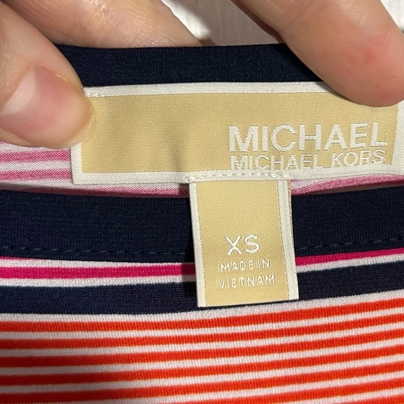 Michael Kors womens short sleeve t-shirt sundress Sz XS Colorful Stripped dress - Picture 5 of 14